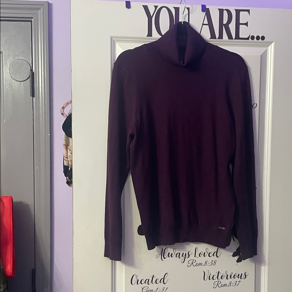 Calvin Klein Deep Burgundy Turtleneck Sweater